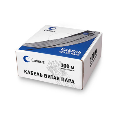 Cabeus UTP-4P-Cat.5e-SOLID-BL-100 Кабель витая пара UTP (U/UTP), категория 5e, 4 пары (24 AWG), одножильный, PVC нг(А)-LS, синий (100 м)