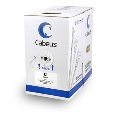 Cabeus UTP-4P-Cat.6-SOLID-GY Кабель витая пара UTP (U/UTP), категория 6, 4 пары (23 AWG), одножильный, PVC нг(А)-LS, серый (305 м)