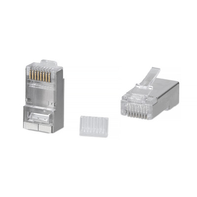 Cabeus 8P8C-SH-C6-TWP Коннектор RJ-45 под витую пару, категория 6/7, экранированный, для многожильного кабеля, для проводников с толщиной по изоляции до 1,05 мм, со вставкой