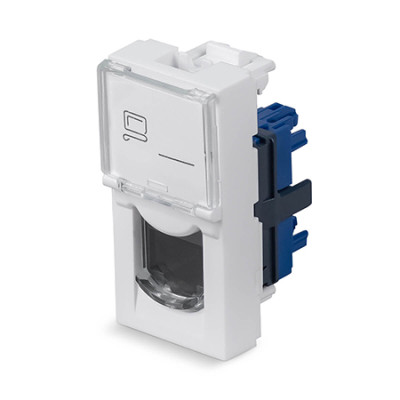 Cabeus KJ-RJ45-Cat.6-180T-FP-L-22,5 Keystone Jack RJ-45(8P8C), 180 градусов, категория 6, безинструментный монтаж, вставка Mosaic (арт.076561)