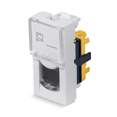 Cabeus KJ-RJ45-Cat.6a-180T-FP-L-22,5 Keystone Jack RJ-45(8P8C), 180 градусов, категория 6a, безинструментный монтаж, вставка Mosaic (арт.076571)