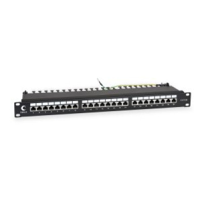 Cabeus PL-24-Cat.5e-SH-Dual IDC Патч-панель 19;(1U), 24 порта RJ-45 полностью экранированная, категория 5e, Dual IDC