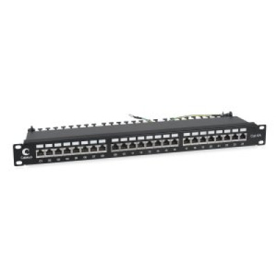 Cabeus PL-24-Cat.6a-SH-Dual IDC Патч-панель 19; (1U), 24 порта RJ-45, категория 6a, полностью экранированная, с задним кабельным организатором