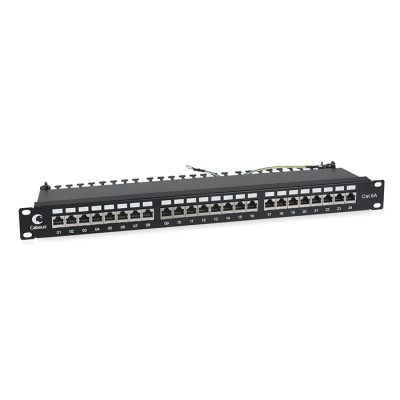 Cabeus PL-24-Cat.6a-SH-Dual IDC Патч-панель 19; (1U), 24 порта RJ-45, категория 6a, полностью экранированная, с задним кабельным организатором