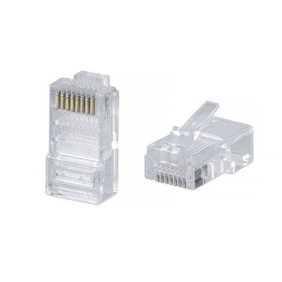 Cabeus 8P8C Коннектор RJ-45 под витую пару, категория 5e, универсальный (для одножильного и многожильного кабеля) для проводников с толщиной по изоляции до 1,05 мм