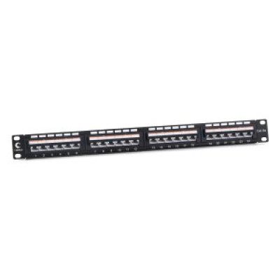 Cabeus PLAN-24-Cat.5e-Dual IDC Патч-панель 19; (1U), 24 порта RJ-45, категория 5e, Dual IDC, угол портов 45 градусов