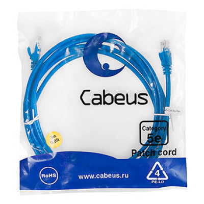 Cabeus PC-UTP-RJ45-Cat.5e-3m-BL Патч-корд U/UTP, категория 5е, 2xRJ45/8p8c, неэкранированный, синий, PVC, 3м