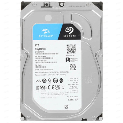 Жесткий диск Seagate Surveillance SkyHawk ST2000VX017, 2ТБ, 3.5;, HDD, SATA III, 265Мб