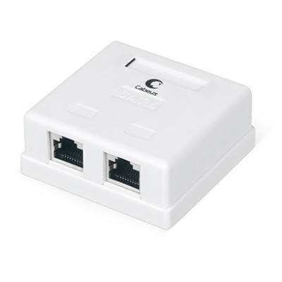 Cabeus WS-8P8C-Cat.6-SH-2 Розетка компьютерная RJ-45(8P8C), категория 6, экранированная, двойная, внешняя, Dual IDC