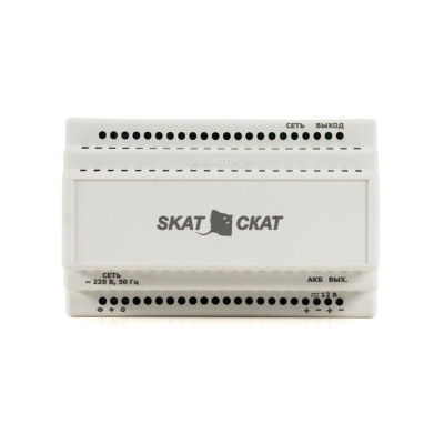 SKAT-12-6.0 DIN (СКАТ ИБП-12/6-DIN) источник питания 12В 6А пластиковый корпус под DIN рейку 35 мм